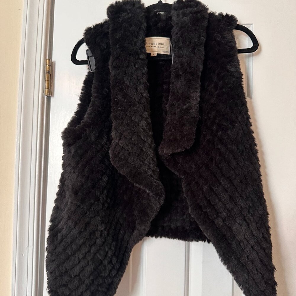 Velour Black Fuzzy Vest